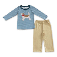 Load image into Gallery viewer, Dog stripe long sleeves top pants kids boy clothes