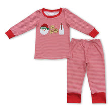 Load image into Gallery viewer, Santa cookie milk red stripe kids boy Christmas pajamas