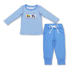 Load image into Gallery viewer, Blue stripe constructions top pants boy clothing set