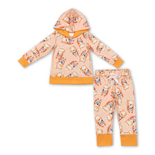 Load image into Gallery viewer, Yellow dogs long sleeves baby kids hoodie set