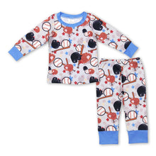 Load image into Gallery viewer, Baseball long sleeves baby kids pajamas