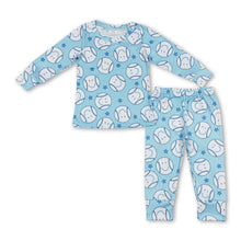 Load image into Gallery viewer, Blue star baseball long sleeves kids boy pajamas