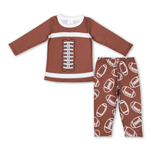 Load image into Gallery viewer, Brown football top pants kids pajamas