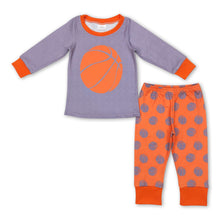 Load image into Gallery viewer, Grey orange basketball top pants kids pajamas