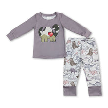 Load image into Gallery viewer, Grey dinosaur top pants kids boy clothing