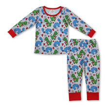 Load image into Gallery viewer, Dinosaur heart long sleeves boys valentine's pajamas