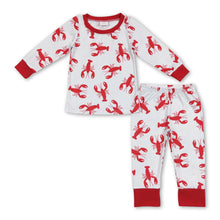 Load image into Gallery viewer, Red long sleeves crawfish baby kids pajamas