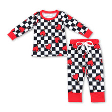 Load image into Gallery viewer, Red heart lollipop baby kids valentines pajamas