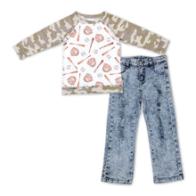 Load image into Gallery viewer, Camo long sleeves baseball top jeans kids boys clothes