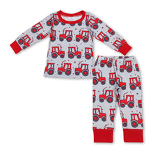 Load image into Gallery viewer, Red heart tractor kids boys farm valentines pajamas