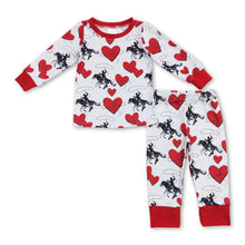 Load image into Gallery viewer, Heart horse rodeo kids boys valentines pajamas
