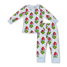 Load image into Gallery viewer, Long sleeves stripe green face boys Christmas pajamas