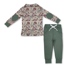 Load image into Gallery viewer, Long sleeves green camo kids boys hunting pullover set