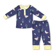 Load image into Gallery viewer, Long sleeves navy duck kids boys pajamas