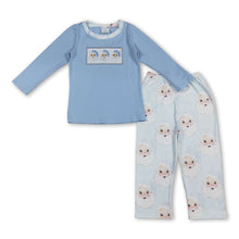 Load image into Gallery viewer, Light blue santa kids boys Christmas clothing