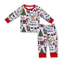 Load image into Gallery viewer, Cows merry Christmas baby kids pajamas