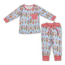 Load image into Gallery viewer, Plaid pocket long sleeves king boys Christmas pajamas