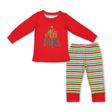 Load image into Gallery viewer, Merry Christmas red top stripe pants boys pajamas