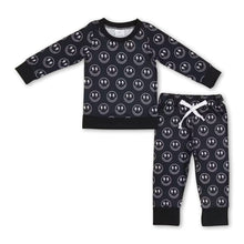 Load image into Gallery viewer, Black smile long sleeves baby kids clothing set