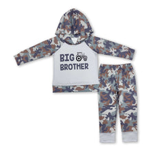 Load image into Gallery viewer, Big brother tractor camo kids boys hoodie set