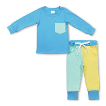 Load image into Gallery viewer, Pocket long sleeves top solid pants boys clothing set