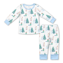 Load image into Gallery viewer, Light blue Christmas tree kids boys pajamas