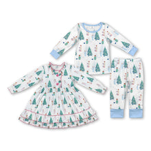 Load image into Gallery viewer, Light blue Christmas tree kids boys pajamas