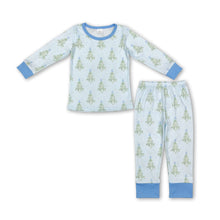Load image into Gallery viewer, Light blue long sleeves Christmas tree boys Christmas pajamas