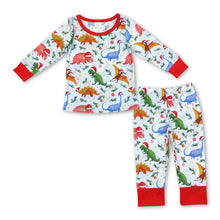 Load image into Gallery viewer, Long sleeves dinosaur Christmas hat boys pajamas