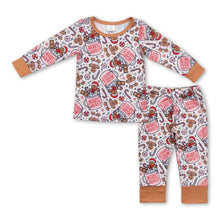 Load image into Gallery viewer, Merry and Bright gingerbread Christmas kids boys pajamas
