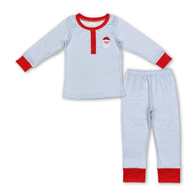 Load image into Gallery viewer, Light blue stripe snata kids boys Christmas pajamas