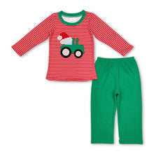 Load image into Gallery viewer, Stripe santa truck kids boys Christmas pajamas