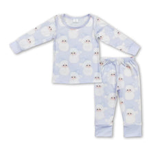 Load image into Gallery viewer, Long sleeves light blue santa kids boys Christmas pajamas