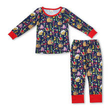 Load image into Gallery viewer, Red green face Christmas tree gift candy cane kids pajamas