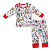 Load image into Gallery viewer, Long sleeves red snowman hero kids Christmas pajamas