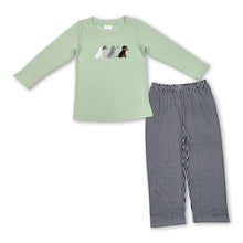 Load image into Gallery viewer, Long sleeves dog duck top plaid pants boys clothing