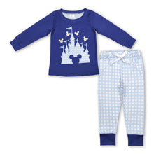 Load image into Gallery viewer, Navy castle mouse top plaid pants boys clothing