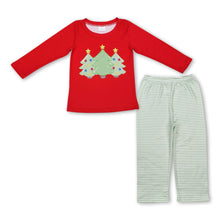 Load image into Gallery viewer, Red Christmas tree top stripe pants boys clothing
