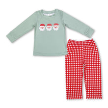 Load image into Gallery viewer, Green santa top plaid pants kids boys Christmas outfits
