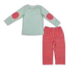 Load image into Gallery viewer, Green santa top plaid pants kids boys Christmas outfits