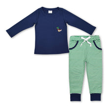 Load image into Gallery viewer, Navy duck pocket top stripe pants boys clothing