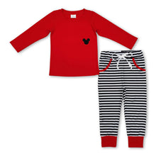 Load image into Gallery viewer, Red mouse pocket top stripe pants boys clothing