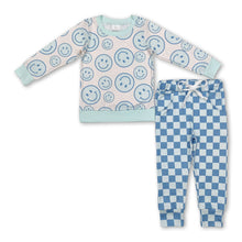 Load image into Gallery viewer, Long sleeves smile top plaid pants boys clothing set
