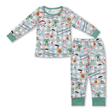 Load image into Gallery viewer, Green hat plaid long sleeves kids boys Christmas pajamas
