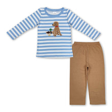 Load image into Gallery viewer, Light blue duck dog stripe top pants boys clothes
