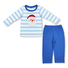 Load image into Gallery viewer, Stripe santa top blue pants boys Christmas clothes