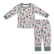 Load image into Gallery viewer, Santa candy cane cactus kids western Christmas pajamas
