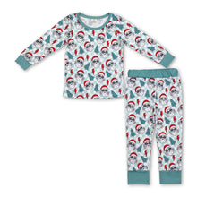 Load image into Gallery viewer, Plaid Christmas tree santa groovy kids pajamas