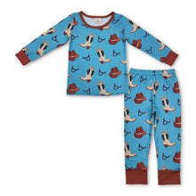 Load image into Gallery viewer, Long sleeves boots hat kids boys western pajamas