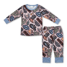 Load image into Gallery viewer, Long sleeves wild west cactus kids boys western pajamas